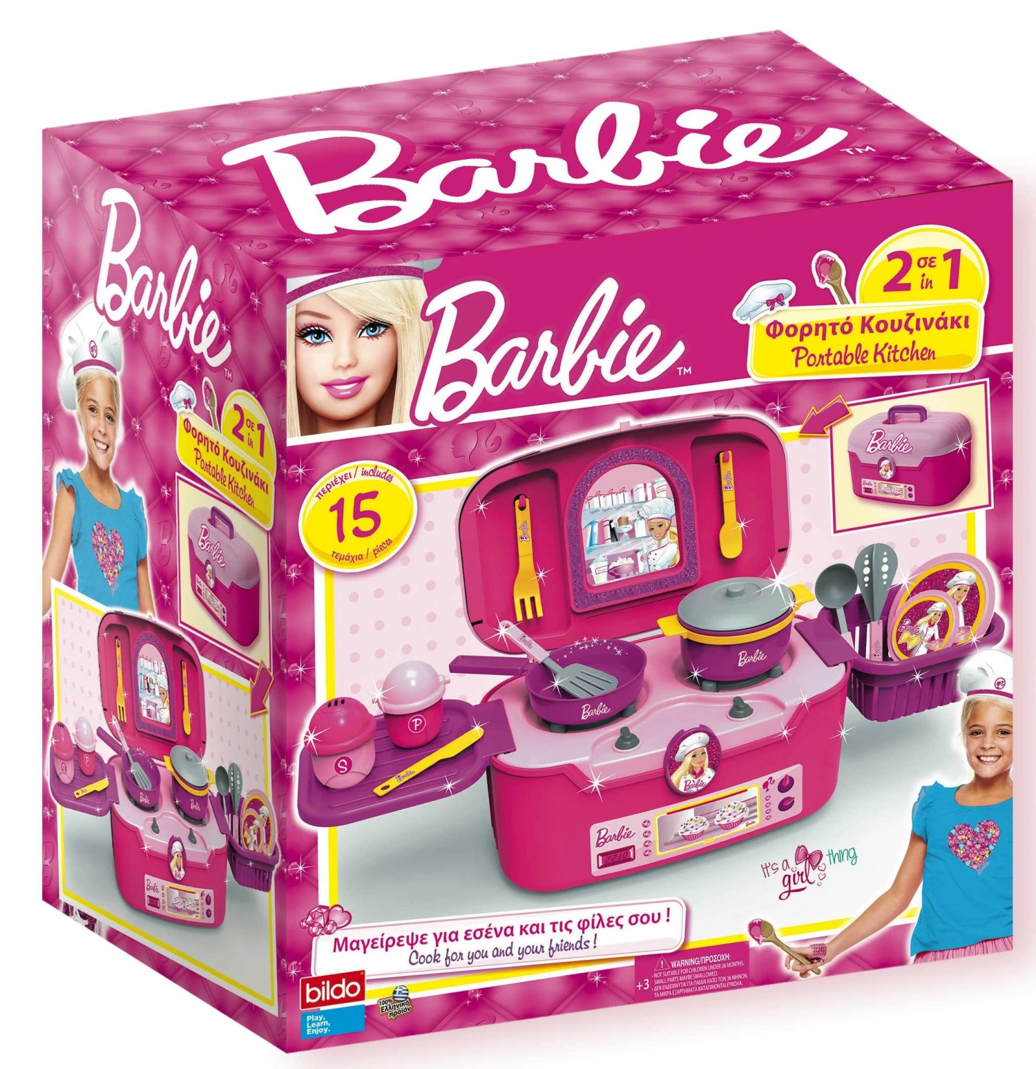 Παιδικη Κουζινα Bildo Βαλιτσακι 2 Σε 1 Barbie Με 15 Αξεσουαρ (2102)